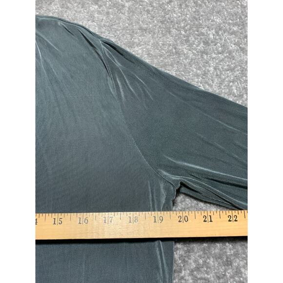 Boston Proper Open Front Sweater Cardigan Women Size M Green Stretch Slinky - Picture 9 of 11